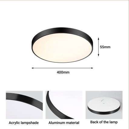 Immax NEO 07248L - LED Pritemdomas lubinis šviestuvas NEO LITE SEMPLICI LED/36W/230V 3000-6000K Wi-Fi Tuya juoda + nuotolinio valdymo pultas