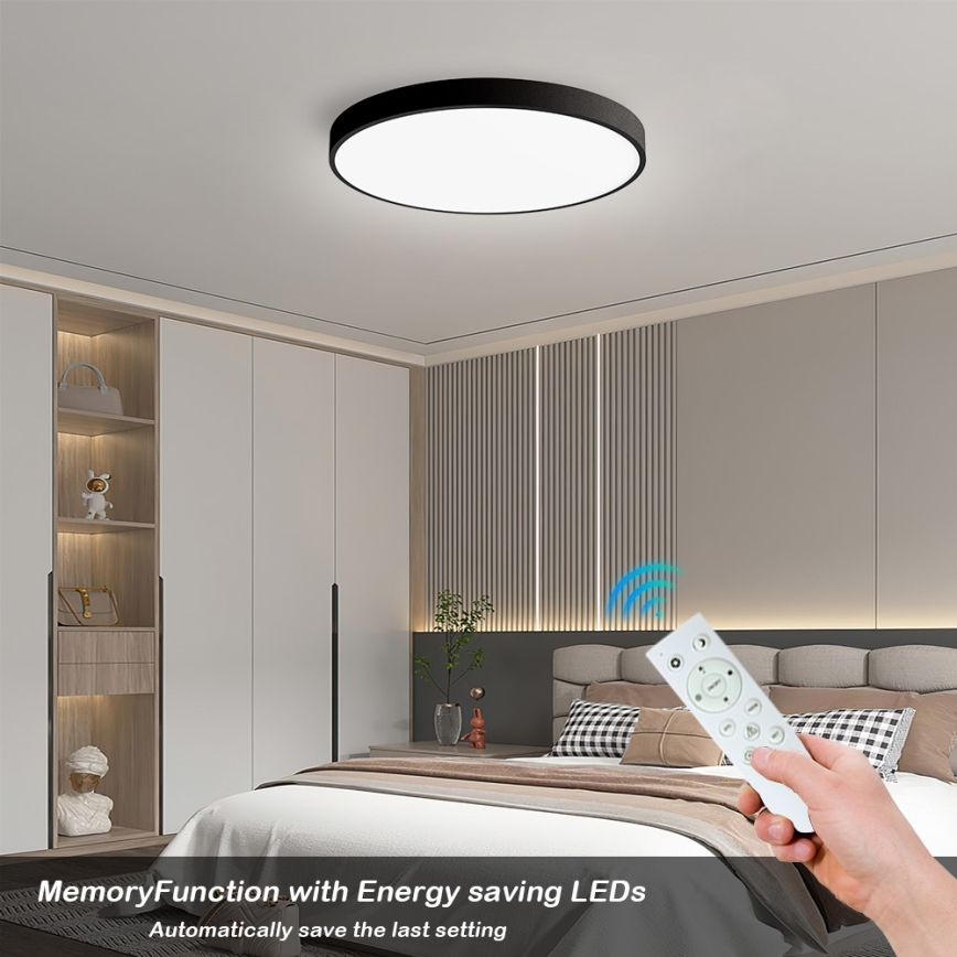 Immax NEO 07249L - LED Pritemdomas lubinis šviestuvas NEO LITE SEMPLICI LED/48W/230V 3000-6000K Wi-Fi Tuya juoda + nuotolinio valdymo pultas
