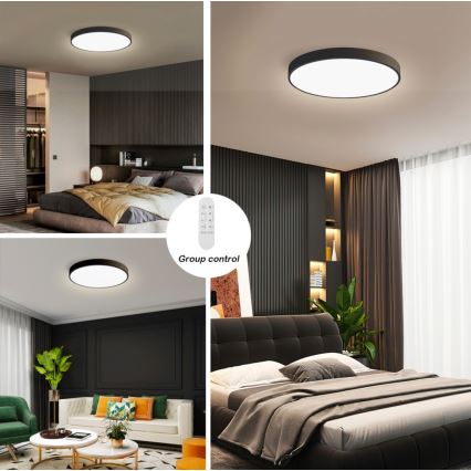 Immax NEO 07249L - LED Pritemdomas lubinis šviestuvas NEO LITE SEMPLICI LED/48W/230V 3000-6000K Wi-Fi Tuya juoda + nuotolinio valdymo pultas