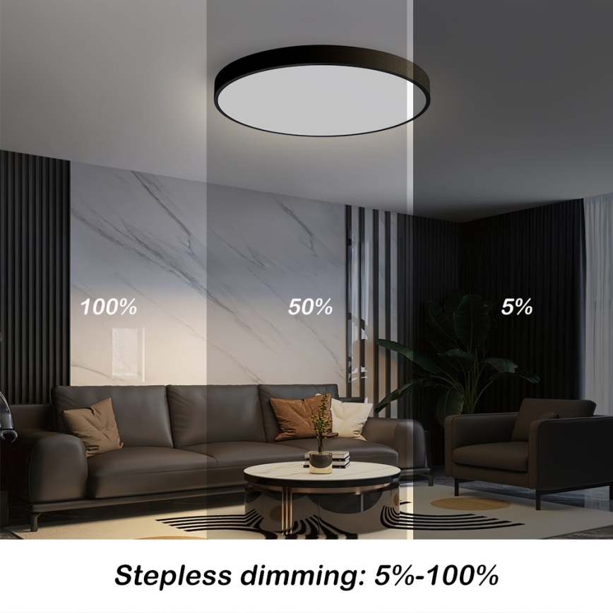 Immax NEO 07249L - LED Pritemdomas lubinis šviestuvas NEO LITE SEMPLICI LED/48W/230V 3000-6000K Wi-Fi Tuya juoda + nuotolinio valdymo pultas