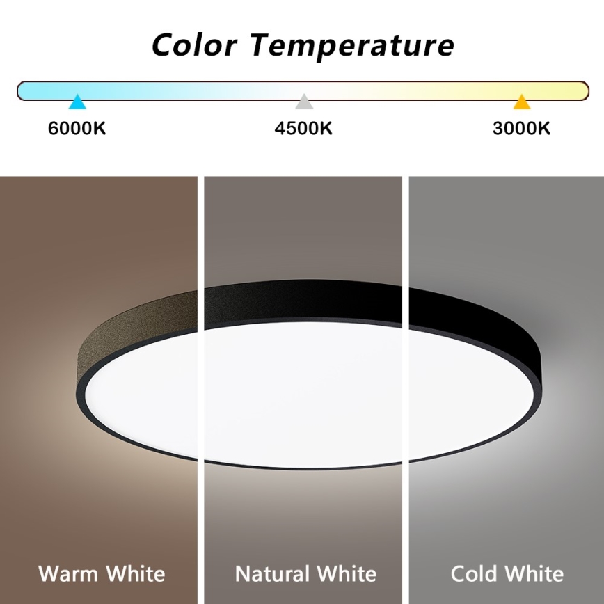 Immax NEO 07249L - LED Pritemdomas lubinis šviestuvas NEO LITE SEMPLICI LED/48W/230V 3000-6000K Wi-Fi Tuya juoda + nuotolinio valdymo pultas