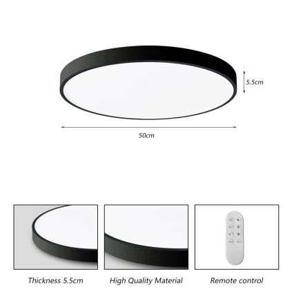 Immax NEO 07249L - LED Pritemdomas lubinis šviestuvas NEO LITE SEMPLICI LED/48W/230V 3000-6000K Wi-Fi Tuya juoda + nuotolinio valdymo pultas