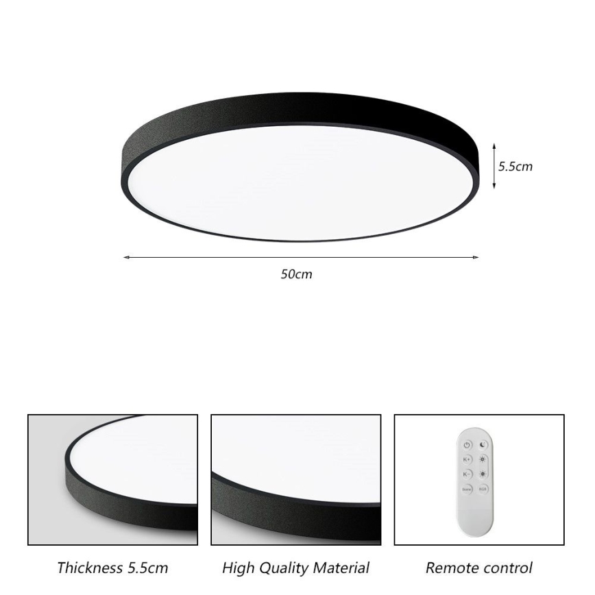 Immax NEO 07249L - LED Pritemdomas lubinis šviestuvas NEO LITE SEMPLICI LED/48W/230V 3000-6000K Wi-Fi Tuya juoda + nuotolinio valdymo pultas