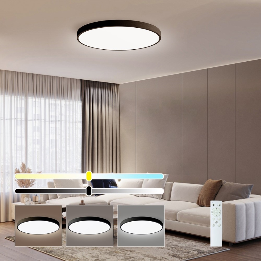 Immax NEO 07250L - LED Pritemdomas lubinis šviestuvas NEO LITE SEMPLICI LED/60W/230V 3000-6000K Wi-Fi Tuya juoda + nuotolinio valdymo pultas
