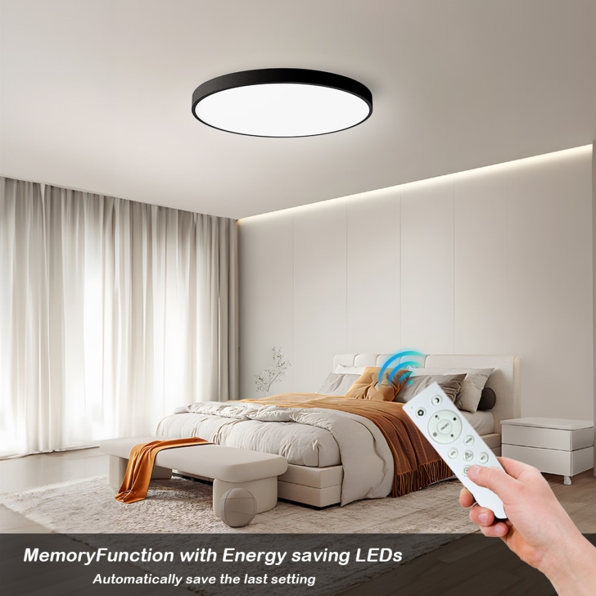 Immax NEO 07250L - LED Pritemdomas lubinis šviestuvas NEO LITE SEMPLICI LED/60W/230V 3000-6000K Wi-Fi Tuya juoda + nuotolinio valdymo pultas