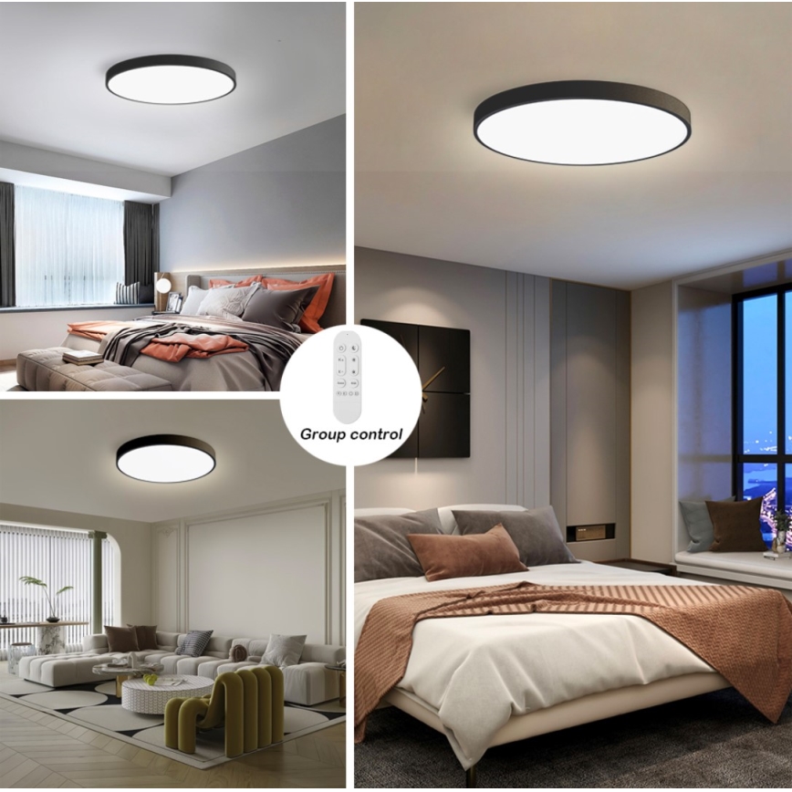 Immax NEO 07250L - LED Pritemdomas lubinis šviestuvas NEO LITE SEMPLICI LED/60W/230V 3000-6000K Wi-Fi Tuya juoda + nuotolinio valdymo pultas