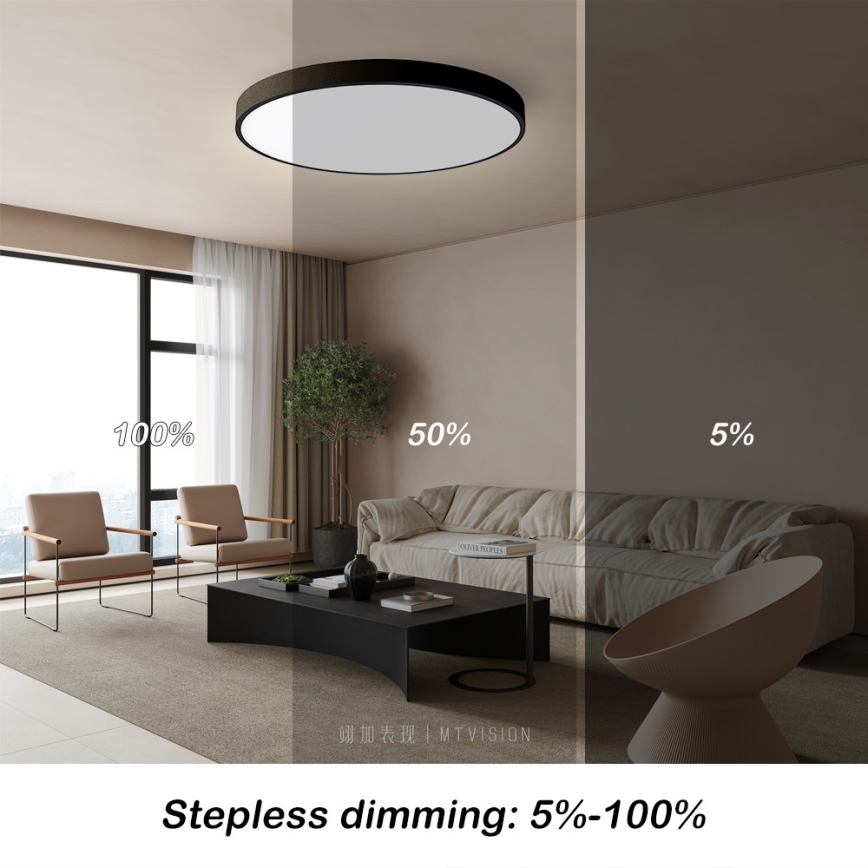 Immax NEO 07250L - LED Pritemdomas lubinis šviestuvas NEO LITE SEMPLICI LED/60W/230V 3000-6000K Wi-Fi Tuya juoda + nuotolinio valdymo pultas