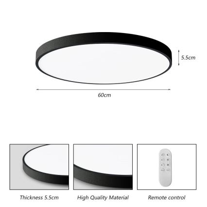 Immax NEO 07250L - LED Pritemdomas lubinis šviestuvas NEO LITE SEMPLICI LED/60W/230V 3000-6000K Wi-Fi Tuya juoda + nuotolinio valdymo pultas
