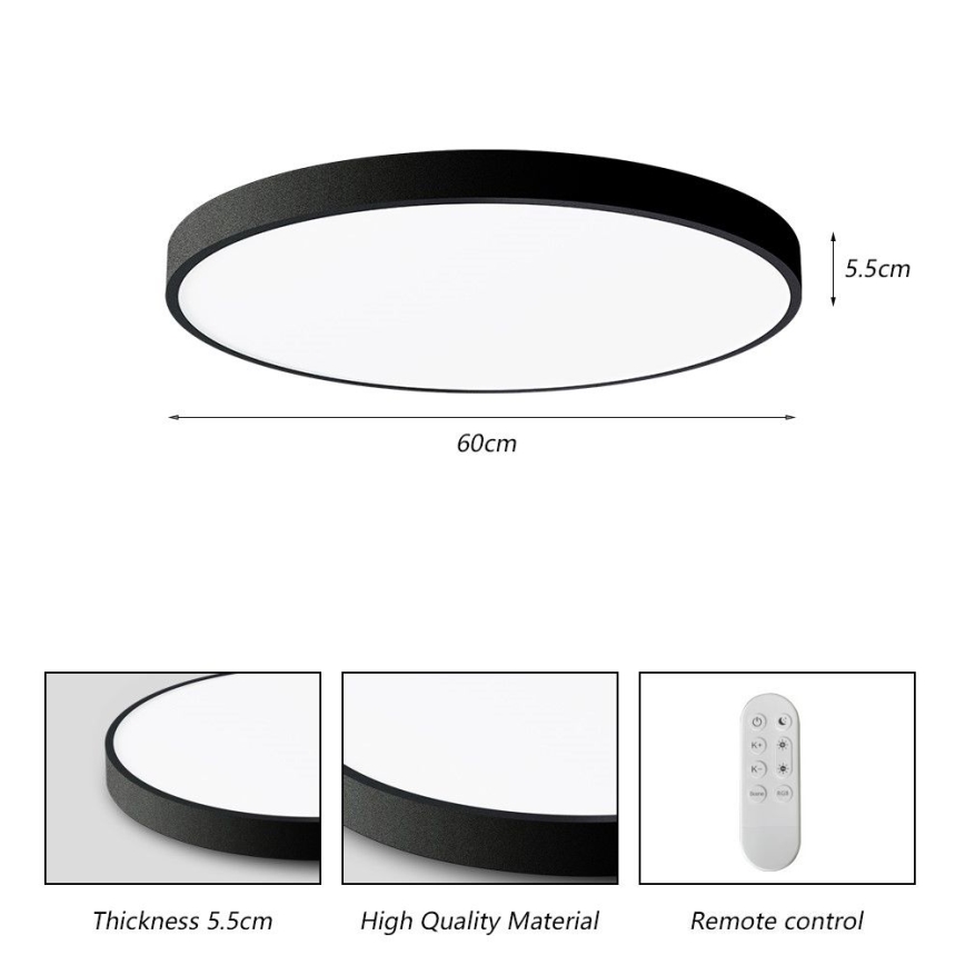 Immax NEO 07250L - LED Pritemdomas lubinis šviestuvas NEO LITE SEMPLICI LED/60W/230V 3000-6000K Wi-Fi Tuya juoda + nuotolinio valdymo pultas