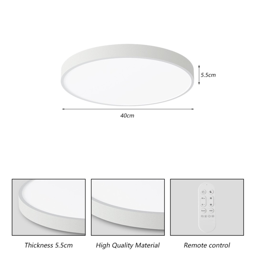 Immax NEO 07251L - LED Pritemdomas lubinis šviestuvas NEO LITE SEMPLICI LED/36W/230V 3000-6000K Wi-Fi Tuya balta + nuotolinio valdymo pultas