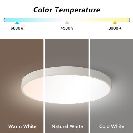 Immax NEO 07252L - LED Pritemdomas lubinis šviestuvas NEO LITE SEMPLICI LED/48W/230V 3000-6000K Wi-Fi Tuya balta + nuotolinio valdymo pultas