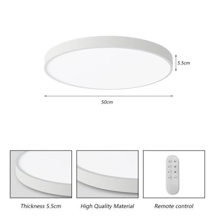 Immax NEO 07252L - LED Pritemdomas lubinis šviestuvas NEO LITE SEMPLICI LED/48W/230V 3000-6000K Wi-Fi Tuya balta + nuotolinio valdymo pultas