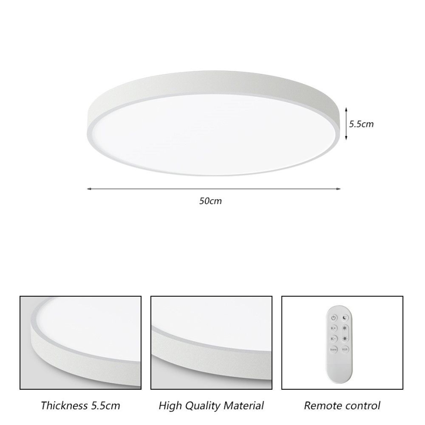 Immax NEO 07252L - LED Pritemdomas lubinis šviestuvas NEO LITE SEMPLICI LED/48W/230V 3000-6000K Wi-Fi Tuya balta + nuotolinio valdymo pultas