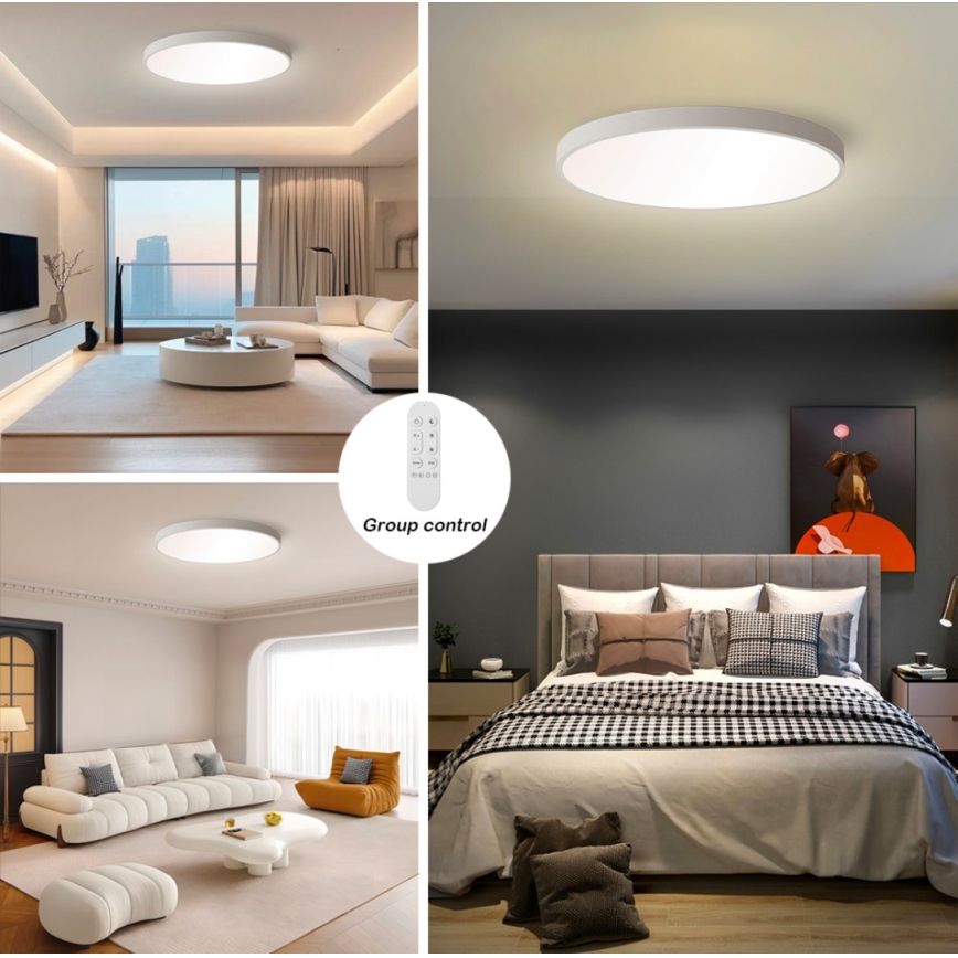 Immax NEO 07253L - LED Pritemdomas lubinis šviestuvas NEO LITE SEMPLICI LED/60W/230V 3000-6000K Wi-Fi Tuya balta + nuotolinio valdymo pultas