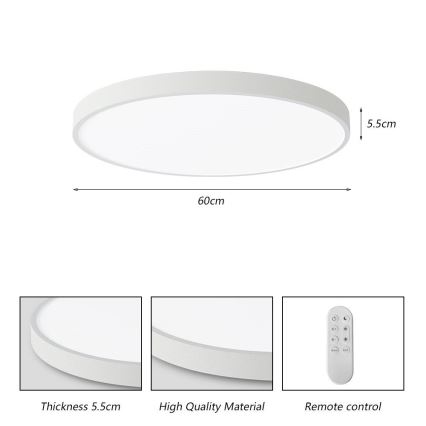 Immax NEO 07253L - LED Pritemdomas lubinis šviestuvas NEO LITE SEMPLICI LED/60W/230V 3000-6000K Wi-Fi Tuya balta + nuotolinio valdymo pultas