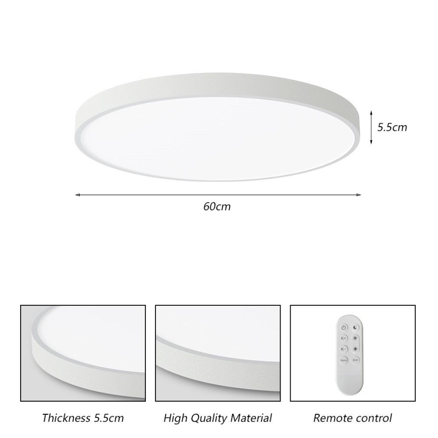 Immax NEO 07253L - LED Pritemdomas lubinis šviestuvas NEO LITE SEMPLICI LED/60W/230V 3000-6000K Wi-Fi Tuya balta + nuotolinio valdymo pultas