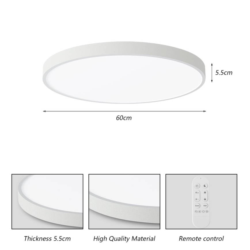 Immax NEO 07253L - LED Pritemdomas lubinis šviestuvas NEO LITE SEMPLICI LED/60W/230V 3000-6000K Wi-Fi Tuya balta + nuotolinio valdymo pultas