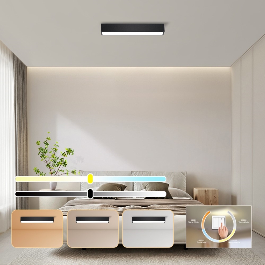 Immax NEO 07254L - LED Pritemdomas lubinis šviestuvas NEO LITE LUNGO LED/20W/230V 3000-6000K Wi-Fi Tuya juoda + nuotolinio valdymo pultas