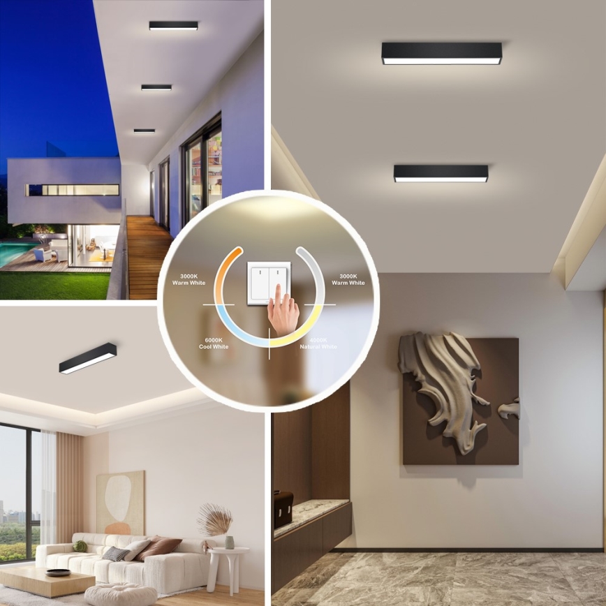 Immax NEO 07254L - LED Pritemdomas lubinis šviestuvas NEO LITE LUNGO LED/20W/230V 3000-6000K Wi-Fi Tuya juoda + nuotolinio valdymo pultas