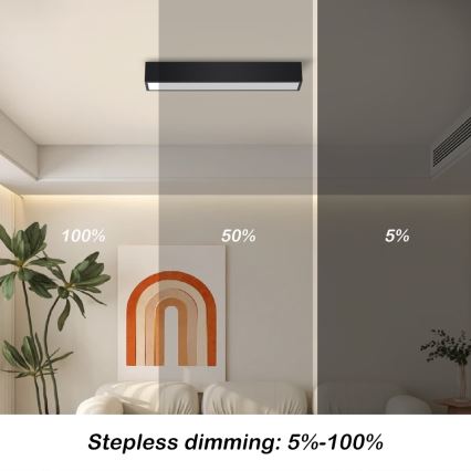 Immax NEO 07254L - LED Pritemdomas lubinis šviestuvas NEO LITE LUNGO LED/20W/230V 3000-6000K Wi-Fi Tuya juoda + nuotolinio valdymo pultas