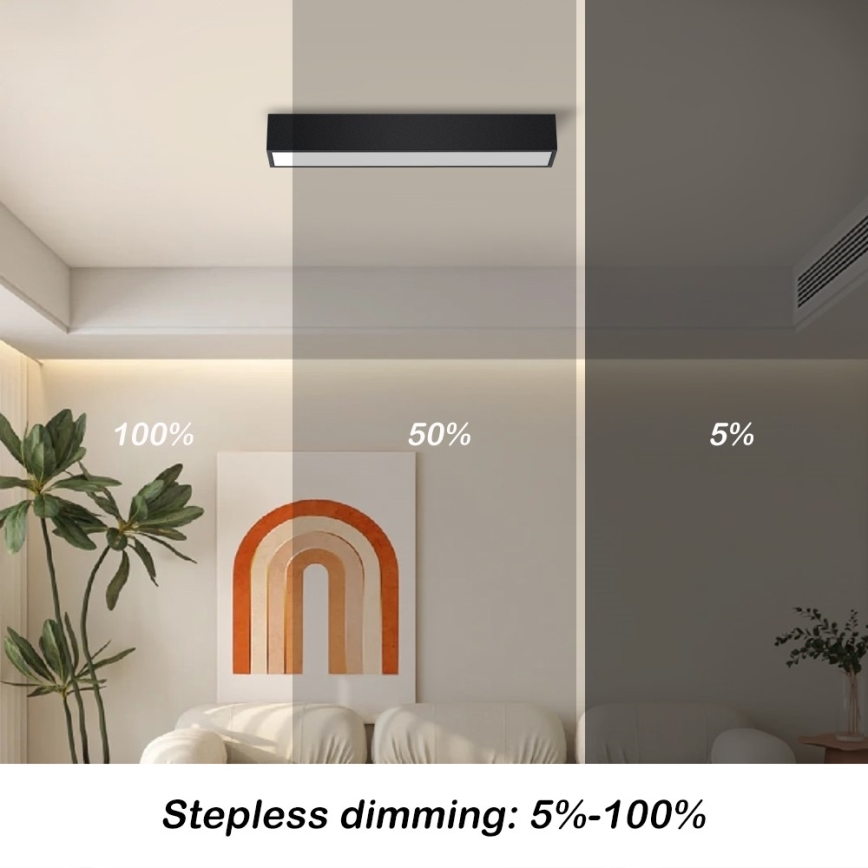 Immax NEO 07254L - LED Pritemdomas lubinis šviestuvas NEO LITE LUNGO LED/20W/230V 3000-6000K Wi-Fi Tuya juoda + nuotolinio valdymo pultas