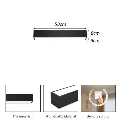 Immax NEO 07254L - LED Pritemdomas lubinis šviestuvas NEO LITE LUNGO LED/20W/230V 3000-6000K Wi-Fi Tuya juoda + nuotolinio valdymo pultas