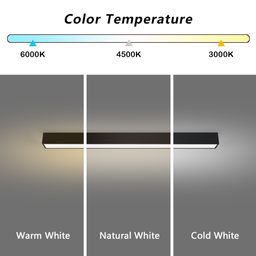 Immax NEO 07255L - LED Pritemdomas lubinis šviestuvas NEO LITE LUNGO LED/20W/230V 3000-6000K Wi-Fi Tuya juoda + nuotolinio valdymo pultas