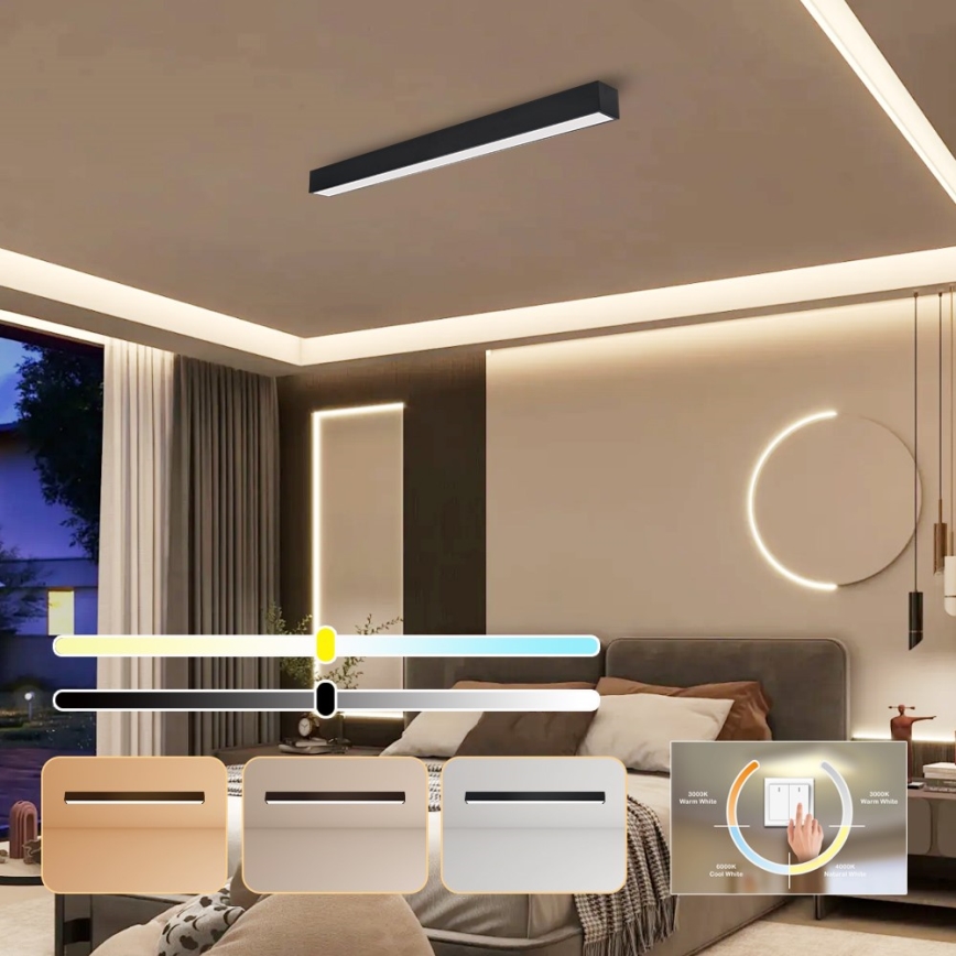 Immax NEO 07255L - LED Pritemdomas lubinis šviestuvas NEO LITE LUNGO LED/20W/230V 3000-6000K Wi-Fi Tuya juoda + nuotolinio valdymo pultas