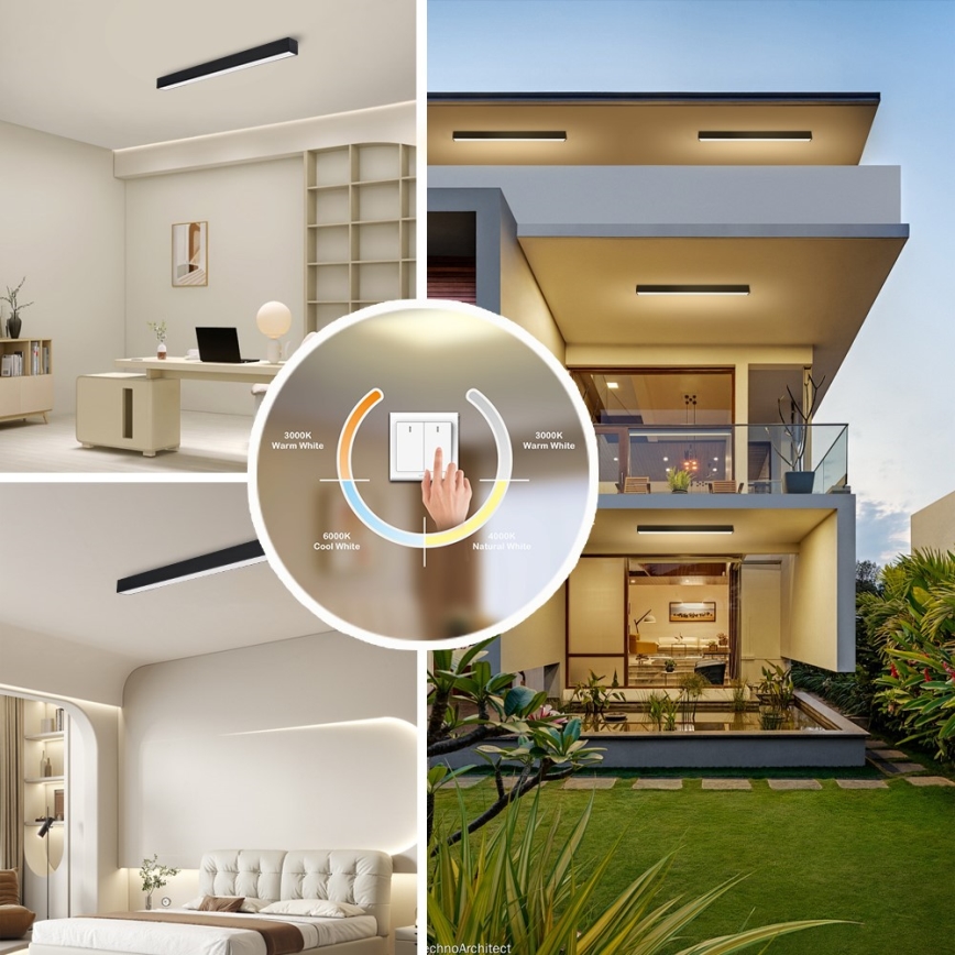 Immax NEO 07255L - LED Pritemdomas lubinis šviestuvas NEO LITE LUNGO LED/20W/230V 3000-6000K Wi-Fi Tuya juoda + nuotolinio valdymo pultas