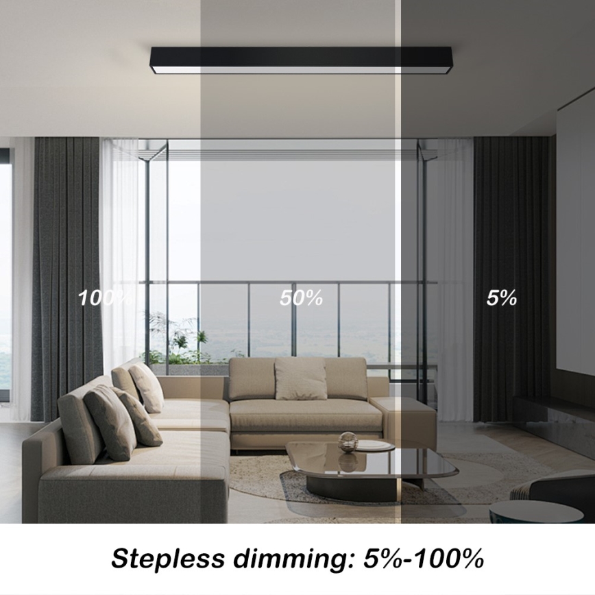 Immax NEO 07255L - LED Pritemdomas lubinis šviestuvas NEO LITE LUNGO LED/20W/230V 3000-6000K Wi-Fi Tuya juoda + nuotolinio valdymo pultas