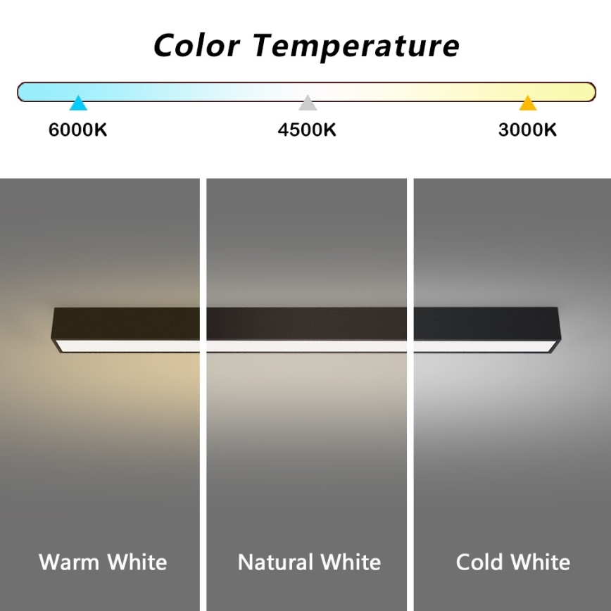 Immax NEO 07256L - LED Pritemdomas lubinis šviestuvas NEO LITE LUNGO LED/38W/230V 3000-6000K Wi-Fi Tuya juoda + nuotolinio valdymo pultas