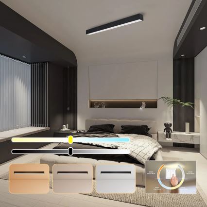 Immax NEO 07256L - LED Pritemdomas lubinis šviestuvas NEO LITE LUNGO LED/38W/230V 3000-6000K Wi-Fi Tuya juoda + nuotolinio valdymo pultas