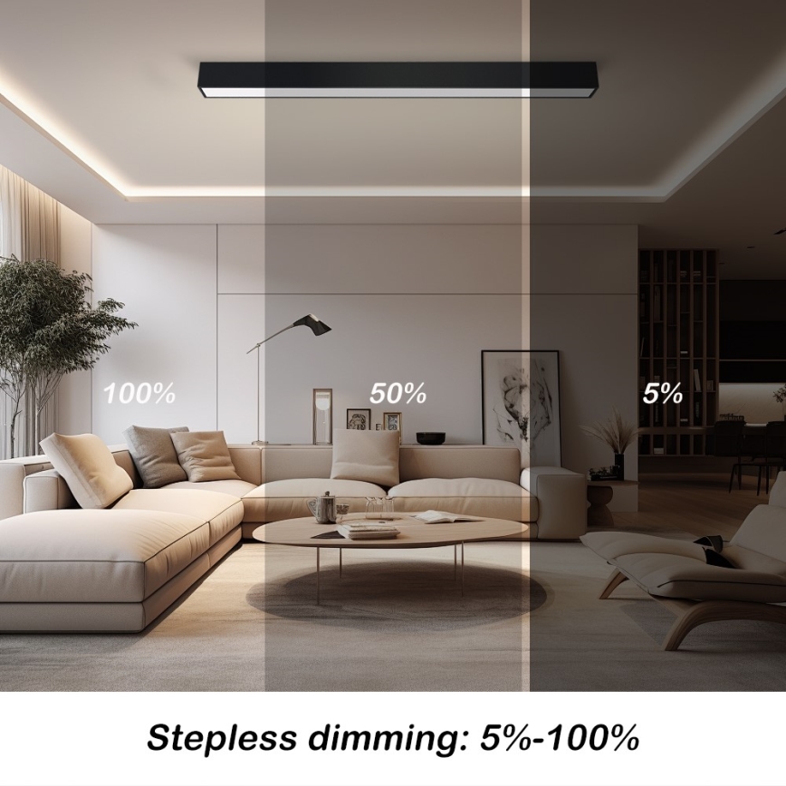 Immax NEO 07256L - LED Pritemdomas lubinis šviestuvas NEO LITE LUNGO LED/38W/230V 3000-6000K Wi-Fi Tuya juoda + nuotolinio valdymo pultas
