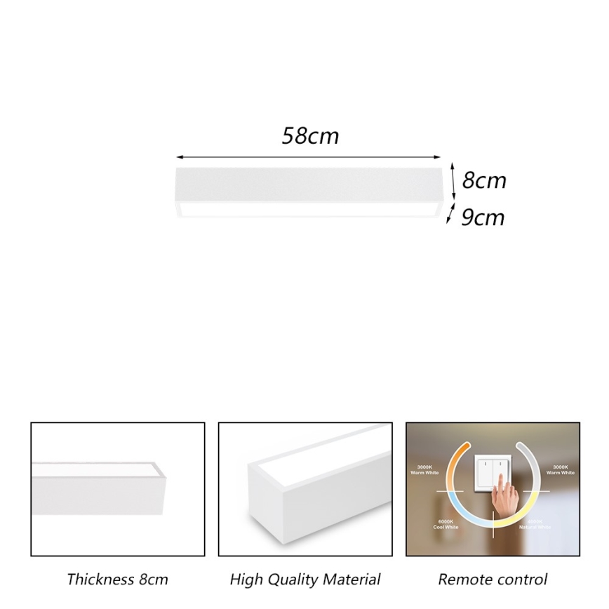Immax NEO 07257L - LED Pritemdomas lubinis šviestuvas NEO LITE LUNGO LED/20W/230V 3000-6000K Wi-Fi Tuya balta + nuotolinio valdymo pultas