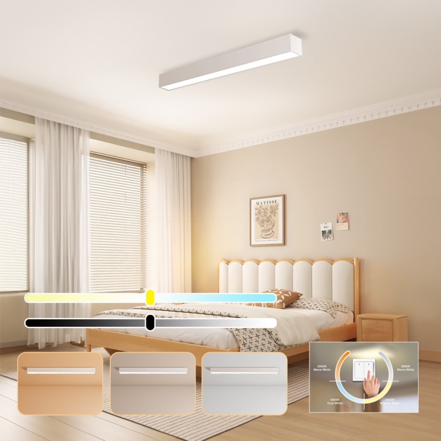 Immax NEO 07258L - LED Pritemdomas lubinis šviestuvas NEO LITE LUNGO LED/29W/230V 3000-6000K Wi-Fi Tuya balta + nuotolinio valdymo pultas