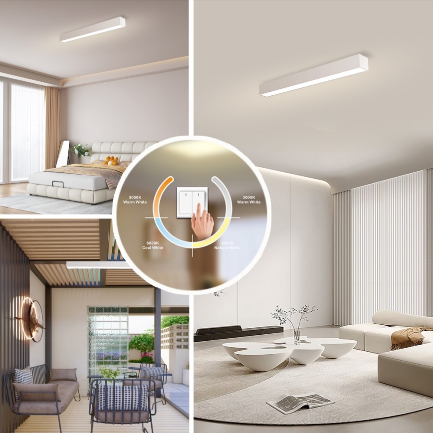 Immax NEO 07258L - LED Pritemdomas lubinis šviestuvas NEO LITE LUNGO LED/29W/230V 3000-6000K Wi-Fi Tuya balta + nuotolinio valdymo pultas