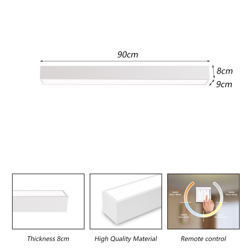 Immax NEO 07258L - LED Pritemdomas lubinis šviestuvas NEO LITE LUNGO LED/29W/230V 3000-6000K Wi-Fi Tuya balta + nuotolinio valdymo pultas