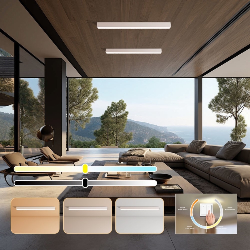 Immax NEO 07259L - LED Pritemdomas lubinis šviestuvas NEO LITE LUNGO LED/38W/230V 3000-6000K Wi-Fi Tuya balta + nuotolinio valdymo pultas
