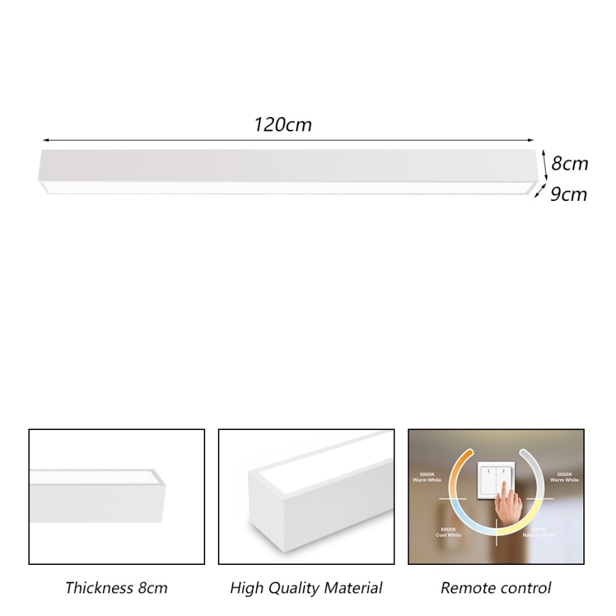 Immax NEO 07259L - LED Pritemdomas lubinis šviestuvas NEO LITE LUNGO LED/38W/230V 3000-6000K Wi-Fi Tuya balta + nuotolinio valdymo pultas