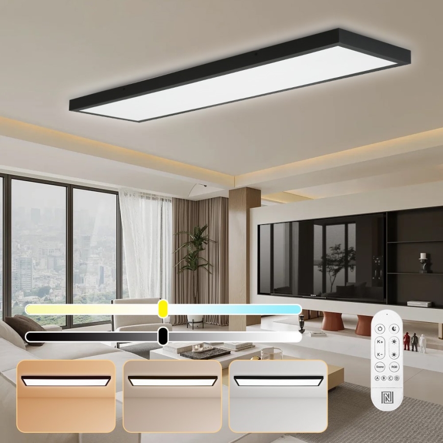 Immax NEO 07278L - LED pritemdomas lubinis vonios šviestuvas NEO LITE FRAME LED/50W/230V IP44 Wi-Fi Tuya + nuotolinio valdymo pultas juoda