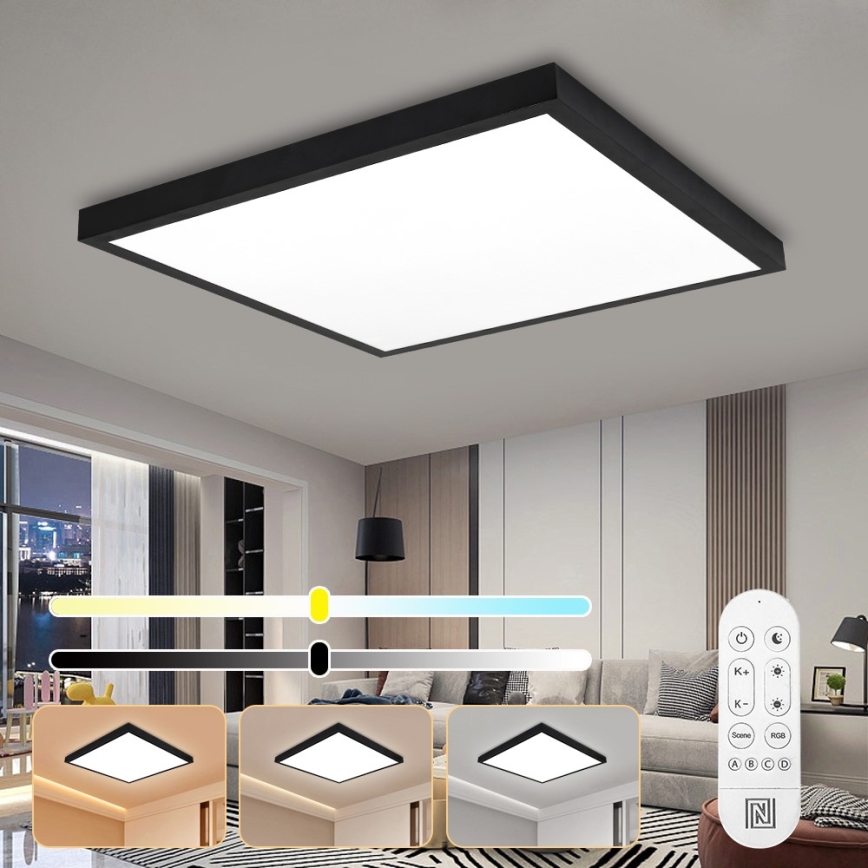 Immax NEO 07279L - LED pritemdomas lubinis vonios šviestuvas NEO LITE FRAME LED/50W/230V IP44 Wi-Fi Tuya + nuotolinio valdymo pultas juoda