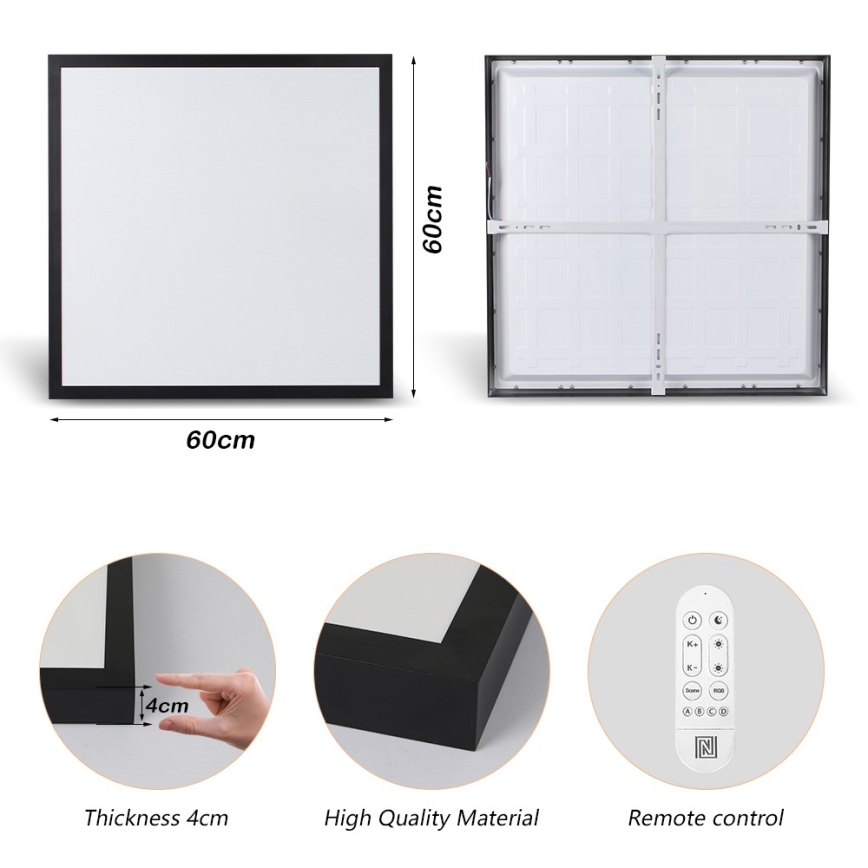Immax NEO 07279L - LED pritemdomas lubinis vonios šviestuvas NEO LITE FRAME LED/50W/230V IP44 Wi-Fi Tuya + nuotolinio valdymo pultas juoda