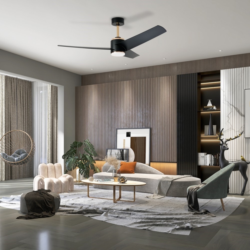 Immax NEO 07280L - LED Reguliuojamas lubinis ventiliatorius BEAUTY LED/18W/230V Wi-Fi Tuya juoda + nuotolinio valdymo pultas