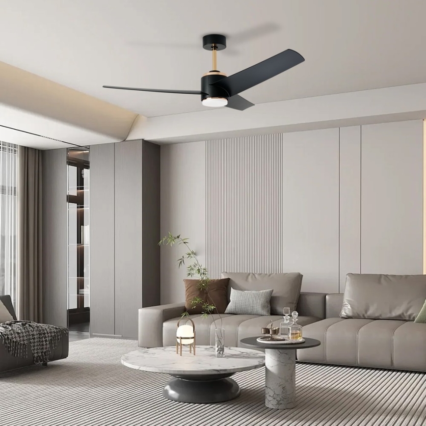 Immax NEO 07280L - LED Reguliuojamas lubinis ventiliatorius BEAUTY LED/18W/230V Wi-Fi Tuya juoda + nuotolinio valdymo pultas