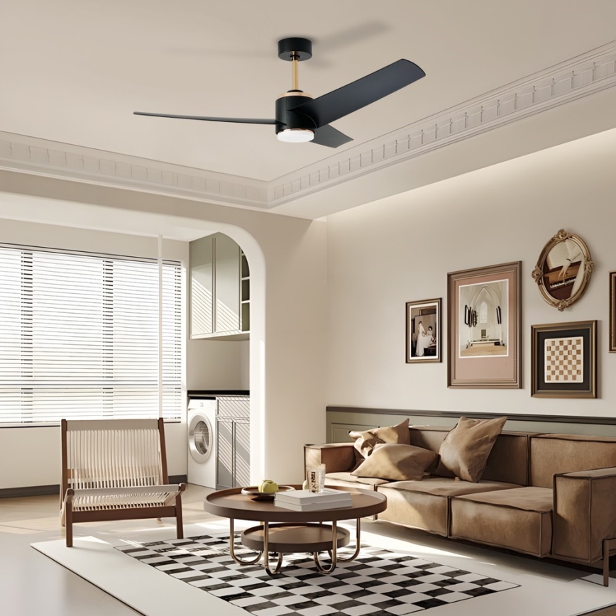 Immax NEO 07280L - LED Reguliuojamas lubinis ventiliatorius BEAUTY LED/18W/230V Wi-Fi Tuya juoda + nuotolinio valdymo pultas