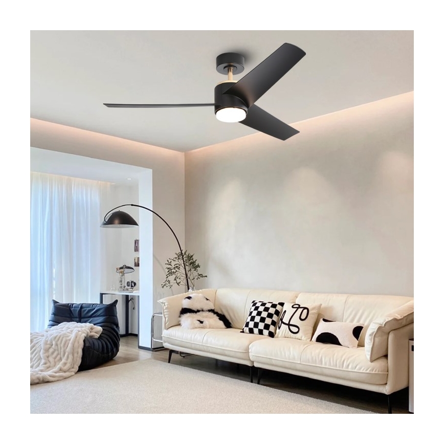 Immax NEO 07280L - LED Reguliuojamas lubinis ventiliatorius BEAUTY LED/18W/230V Wi-Fi Tuya juoda + nuotolinio valdymo pultas