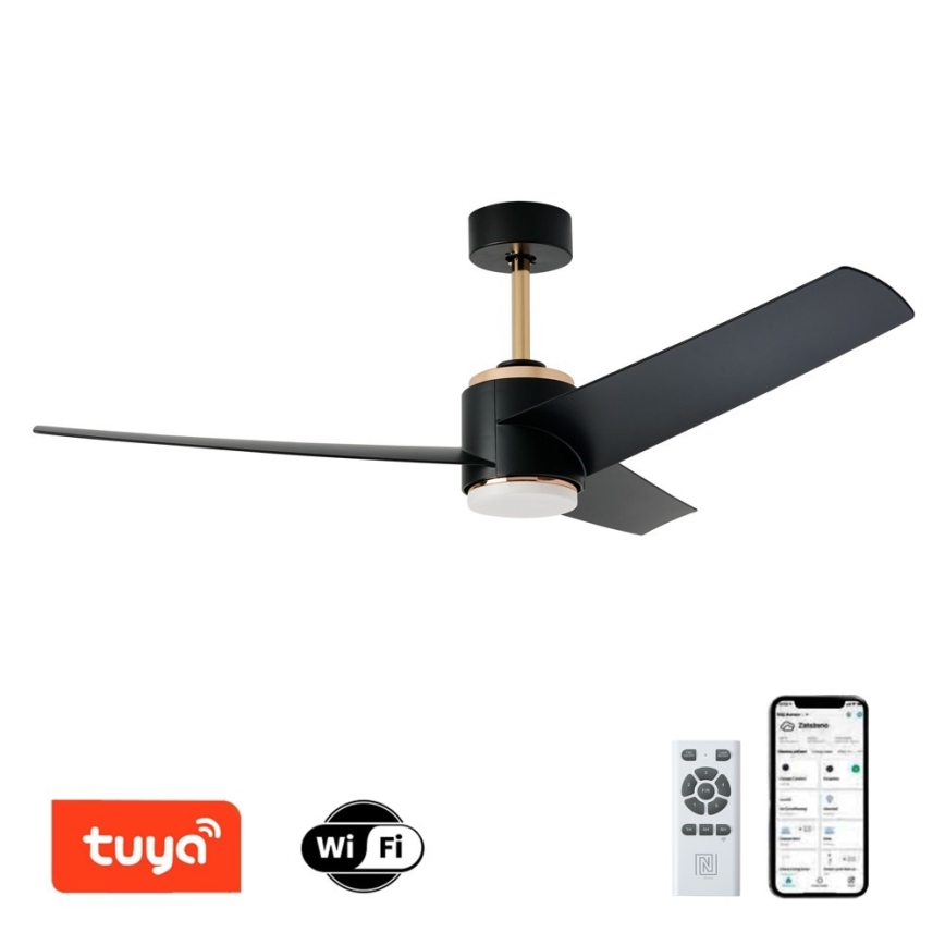 Immax NEO 07280L - LED Reguliuojamas lubinis ventiliatorius BEAUTY LED/18W/230V Wi-Fi Tuya juoda + nuotolinio valdymo pultas