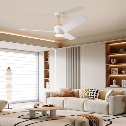 Immax NEO 07281L - LED+CCT reguliuojamas lubinis ventiliatorius BEAUTY LED/18W/230V 3000/4000/6000K Wi-Fi Tuya skersmuo 132 cm + nuotolinis pultas