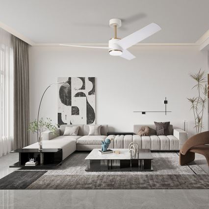 Immax NEO 07281L - LED+CCT reguliuojamas lubinis ventiliatorius BEAUTY LED/18W/230V 3000/4000/6000K Wi-Fi Tuya skersmuo 132 cm + nuotolinis pultas