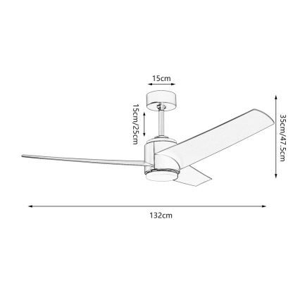 Immax NEO 07281L - LED+CCT reguliuojamas lubinis ventiliatorius BEAUTY LED/18W/230V 3000/4000/6000K Wi-Fi Tuya skersmuo 132 cm + nuotolinis pultas
